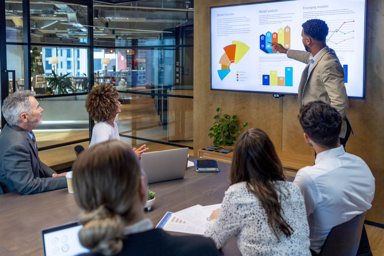 Marketing meeting with team.